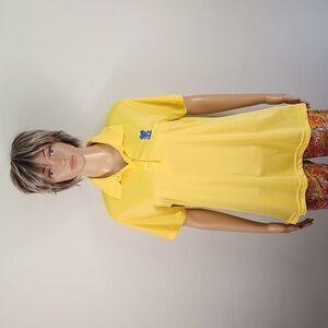 Paragon yellow Golf Polo, Ladies Size L, Made in Guatemala, 4 button crew neck